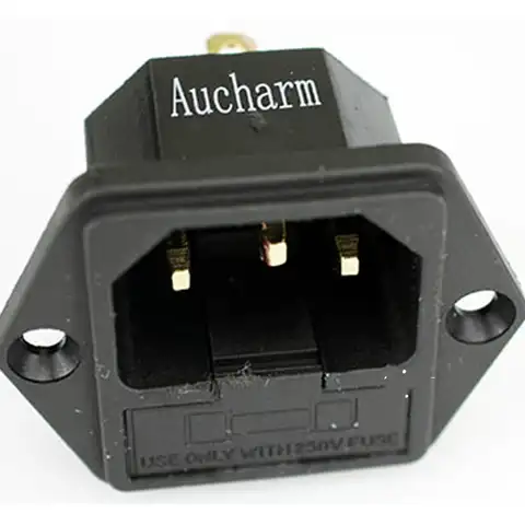 Aucharm позолоченный медный IEC Socket предохранитель сиденья HIFI аудио адаптер питания