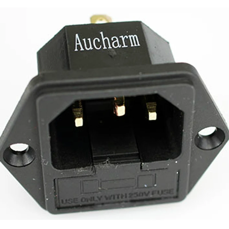Aucharm позолоченный медный IEC Socket предохранитель сиденья HIFI аудио адаптер