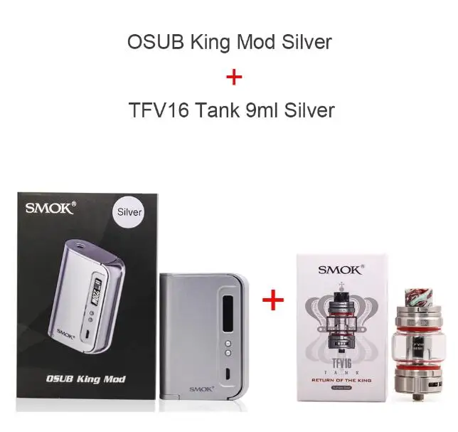 SMOK OSUB королевская коробка мод 220 Вт электронная сигарета с TFV8 детский распылитель микро TFV4 испаритель танк электронная сигарета - Цвет: TFV16 Kit Silver