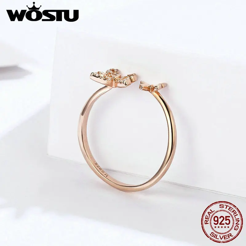 WOSTU,, 925 пробы, серебро, танцующие бабочки, элегантные кольца для женщин, мода S925, ювелирное изделие, подарок FIR087