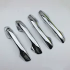 Накладки на дверные ручки для Kia Rio 4 X-line 2017, 2018, 2019, 2020, ABS, хром, углеродное волокно