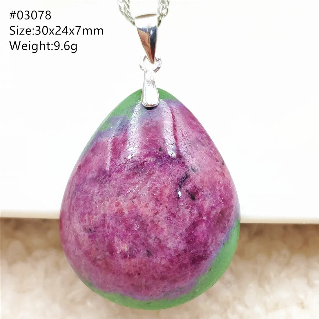 

Genuine Natural Ruby Zoisite Tumbled Necklace Pendant Jewelry Gemstone Women Man Green Red 925 Sterling Silver Beads AAAAAA