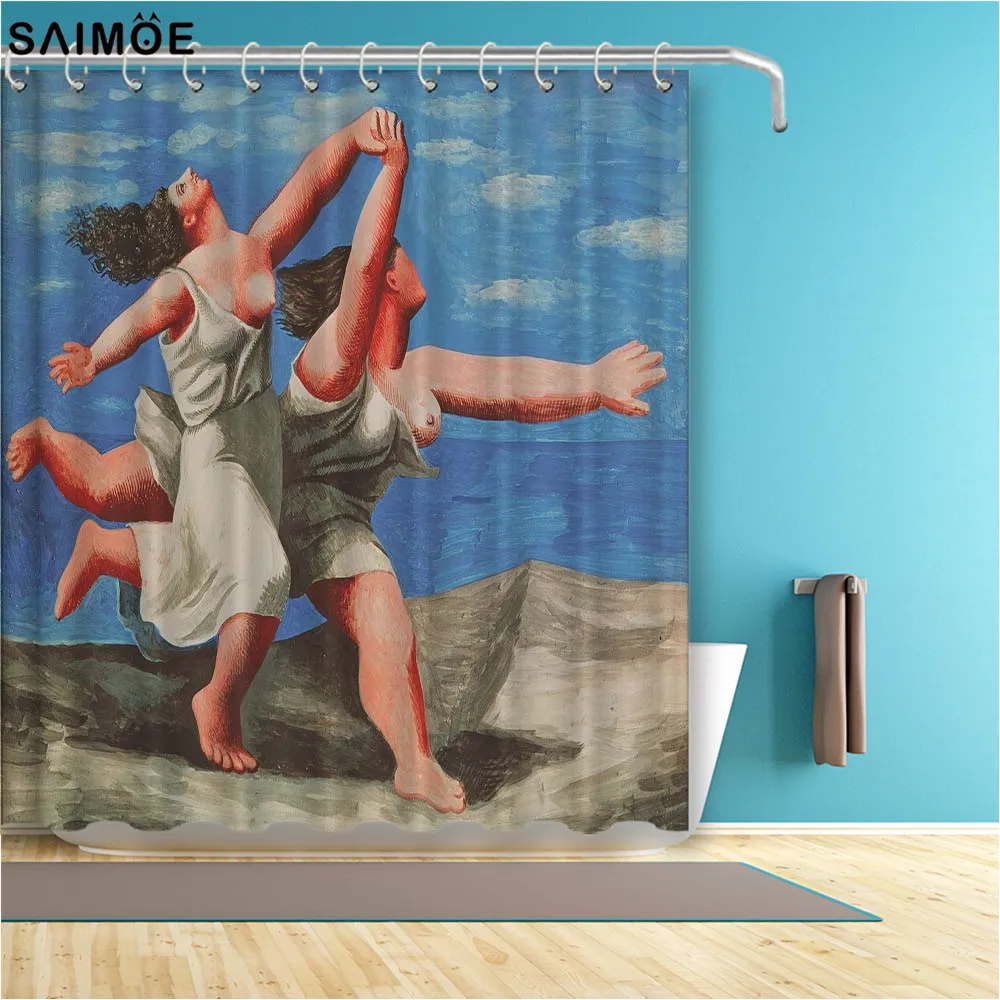 Цветная винтажная занавеска для ванной Пикассо 3D абстрактная Водонепроницаемая