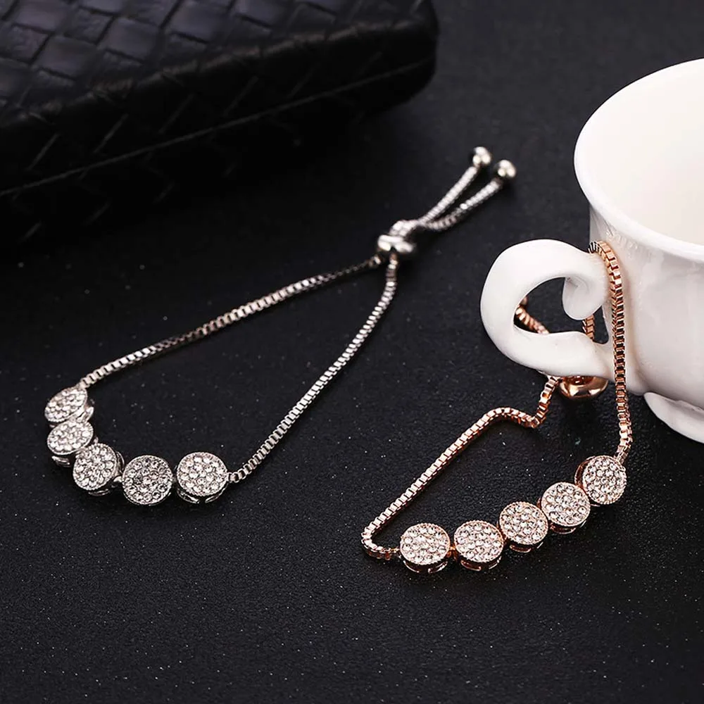 Fashion Adjustable Bracelet Bangle for Women Captivate Bar Slider Brilliant CZ Rose Gold Color Jewelry Pulseira Feminia | Украшения и