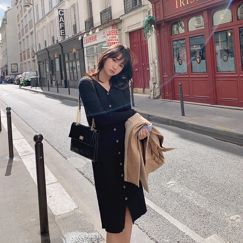 Женское облегающее платье MISHOW однотонное вязаное повседневное женское с