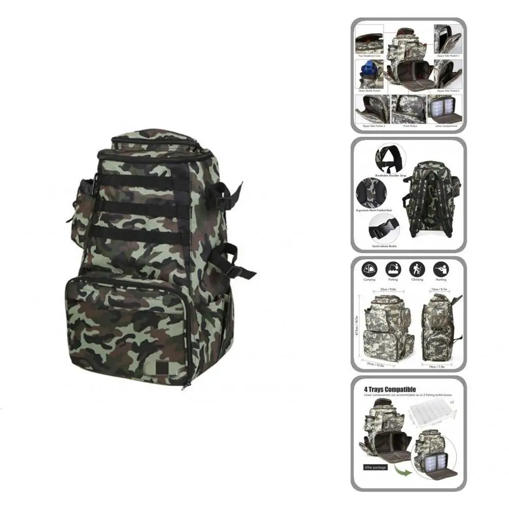 

Outdoor Fishing Bag Lightweight Fishing Shoulder Bag Practical Camouflage Pattern Reliable Multi-purpose Travel Rucksack