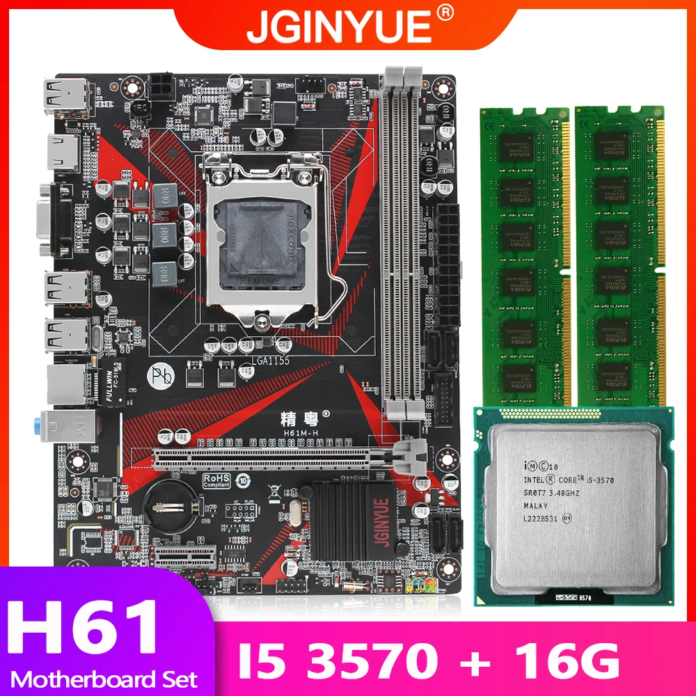 Preise H61 Motherboard LGA 1155 Set Kit Mit Intel CORE I5 3570 CPU Prozessor Und 16GB(2*8GB) DDR3 Desktop-speicher RAM USB 2,0 H61M-H