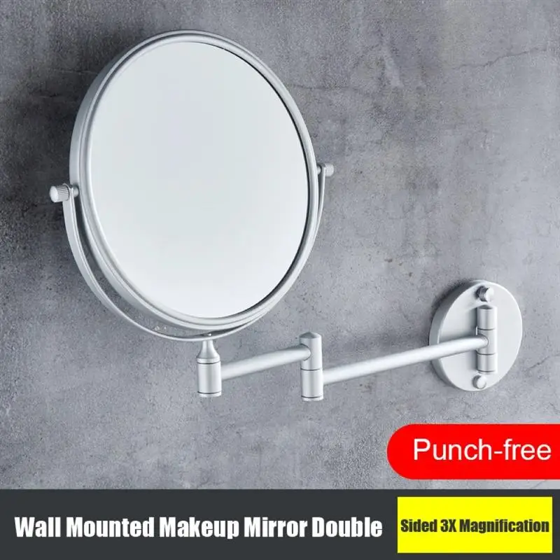 Настенное зеркало для макияжа двухстороннее складное косметическое ванной