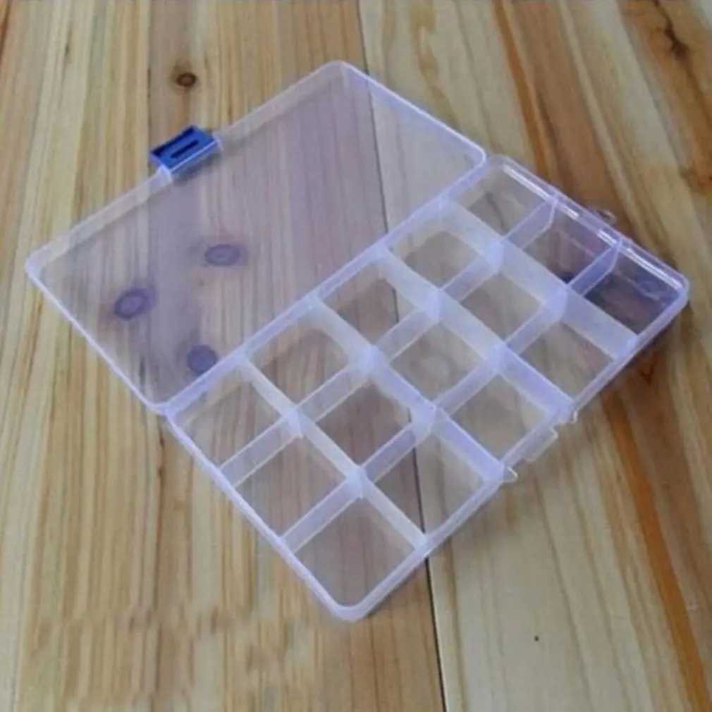 15 Grid Creative Storage Box With removable dividers Valuables Jewellery Cash Clear Plastic Organizer Container | Дом и сад