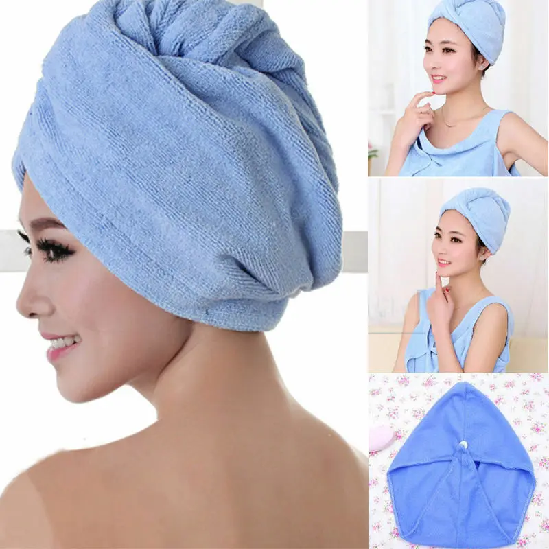 

Microfiber Hair Drying Towel Wrap Turban Head Hat Bun Cap Shower Dry Microfiber Bath Tower bath towel hair towel