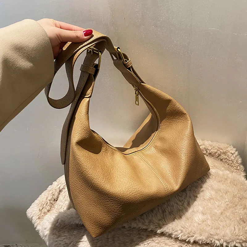 

VeryMe Fashion Ladies Coin Purse Soft PU Leather Armpit Shoulder Bag Ladies Retro Style Dumpling Bag Luxury Small Armpit Bag Clu