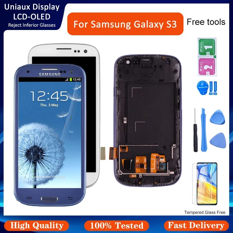 

Супер ЖК-дисплей для Samsung Galaxy S3 i9300 100% протестированный сенсорный экран дигитайзер в сборе с закаленным стеклом черный/белый