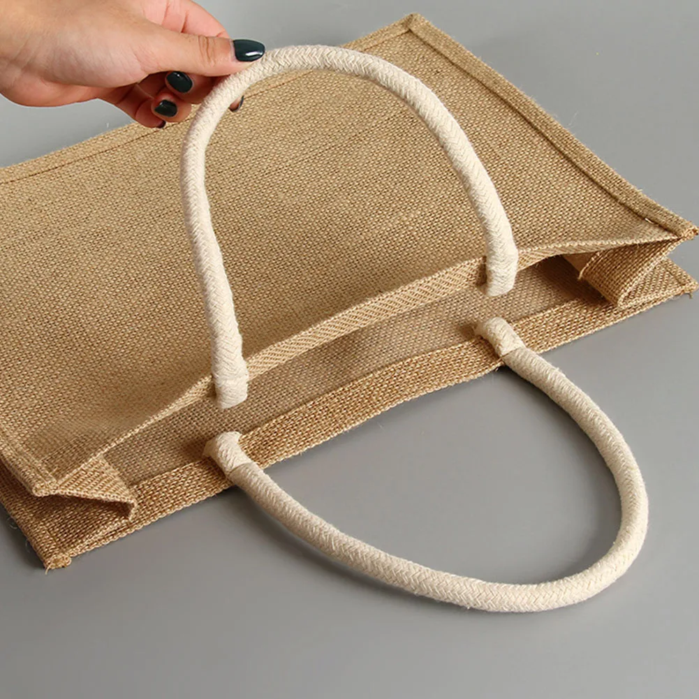 

Accessories Jute Tote Multi Use Storage Pouch Square Gift Women Handbag Travel Solid Eco-friendly With Handle Shopping Casual