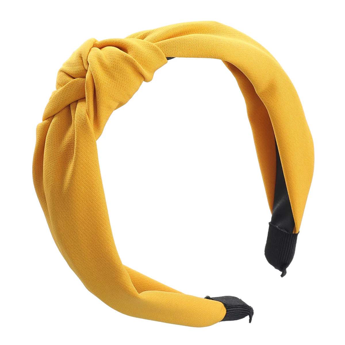

2021 New Fashion Korean Solid Color Fabric Bowknot Headband for Women Wide Side Designer Style Knotted Head Hair Accessory