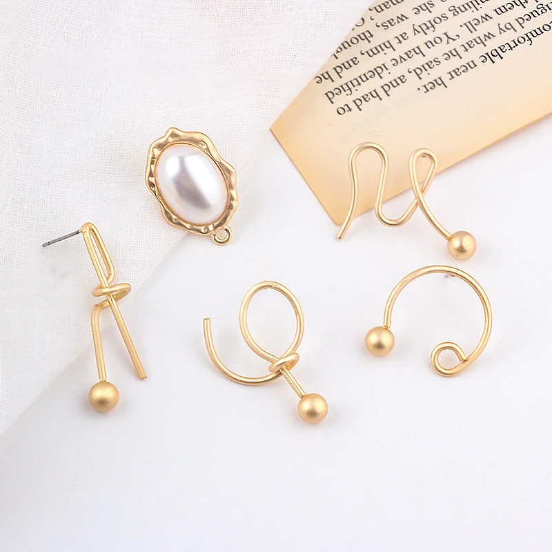 

Аксессуары для ювелирных изделий ручной работы «сделай сам», текстурированные металлические серьги в форме полузолотого жемчуга, материал