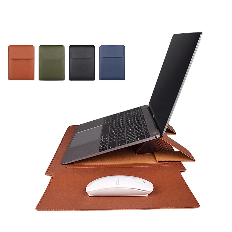 

Laptop Bag Case for Macbook Air Pro PU Leather 13.3 15 inch Notebook Cover Tablet PC Sleeve Bag with Stand Mouse Pad