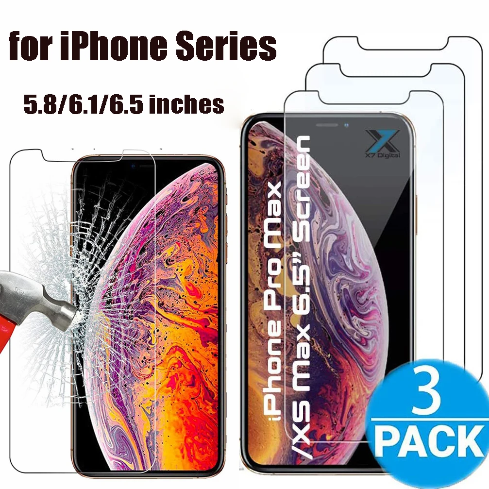 3 Упак. Защитная пленка для экрана из закаленного стекла iPhone серии XS Max XR 11 pro 78 Plus 6s