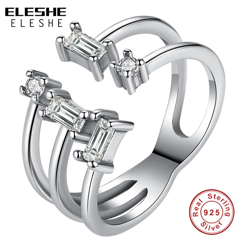 2019 Новый осколки сверкающие кольца CZ Кристалл 925 Серебряное кольцо на палец для