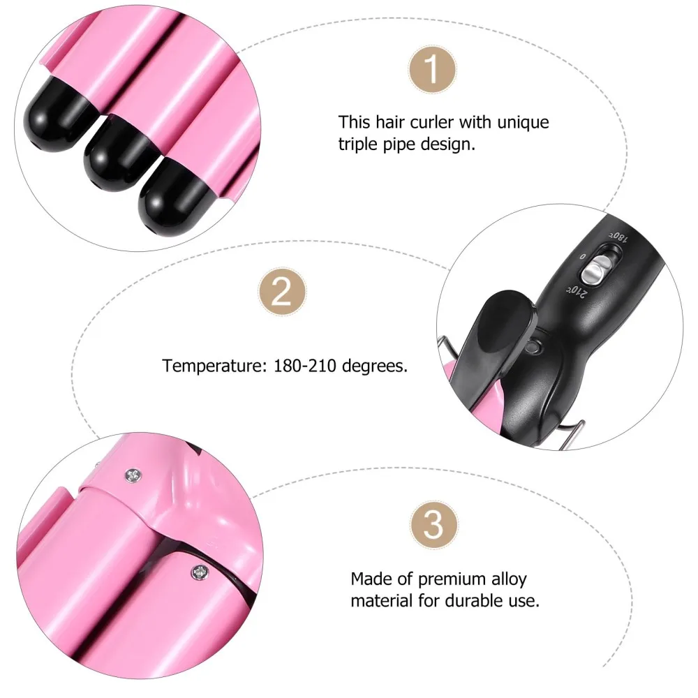 

Hair Curling Iron 3 Barrels Alloy Temperature Adjustable Hair Styling Curler