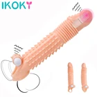 Презервативы IKOKY, увеличивающие пенис, интимные игрушки для мужчин, увеличитель пениса, вибрирующие презервативы для задержки эякуляции, многоразовые товары для взрослых