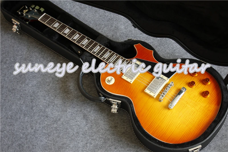 Высококачественная китайская электрогитара Suneye Boston Sunset Fade Тигр огонь покрытие
