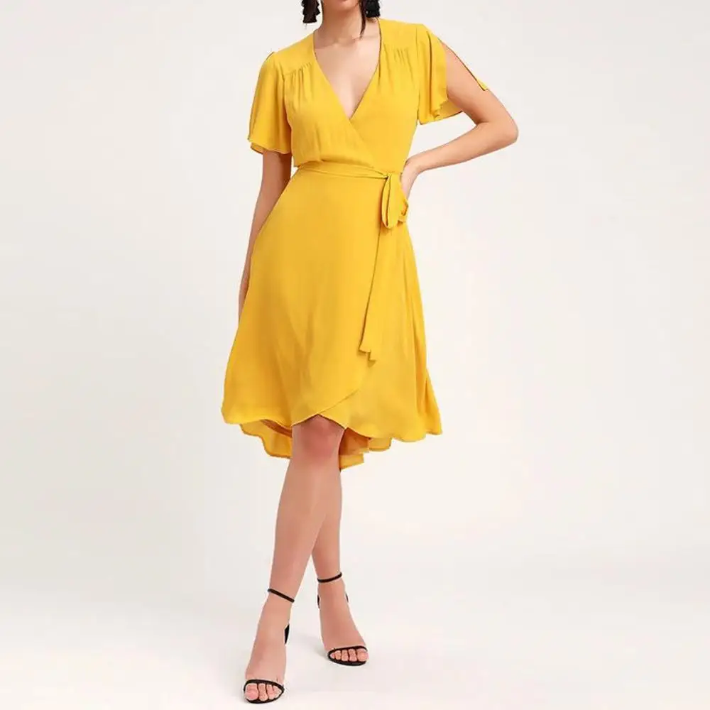 Uwardrobe Лето 2019 женское повседневное свободное платье на шнуровке с асимметричным
