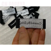 high density woven labels gold thread garment tags custom woven leader label custom clothing tag sewing tags clothes label tag
