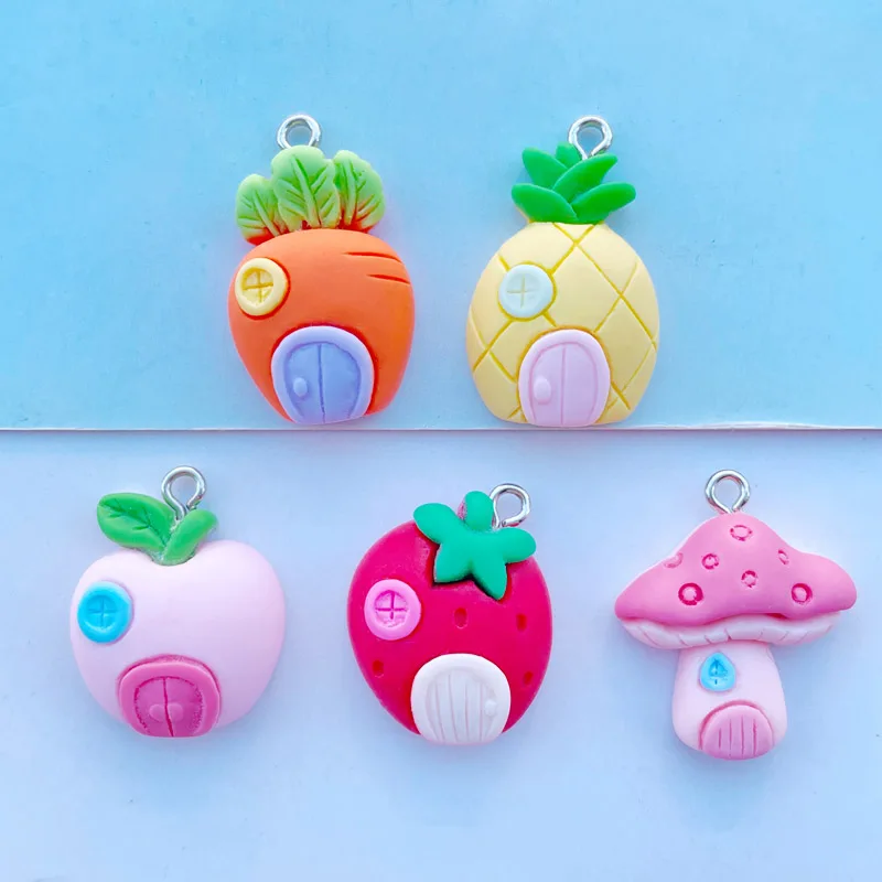 

10 новых милых мультяшных персонажей Pingguo, ананас, серия фруктов из смолы, кавайная цепочка для ключей, ожерелье, подвеска «сделай сам», декор...
