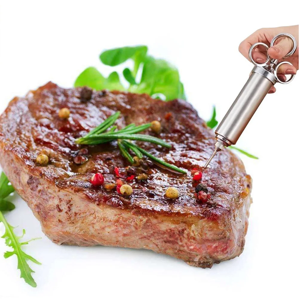 Барбекю гриль курильщик инжектор инжектора мяса из нержавеющей стали еда