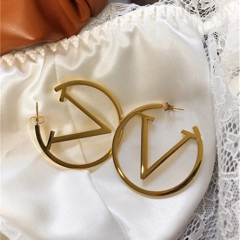 

High-quality Luxury Design Stainless Steel Gold Hoop Earrings For Women Simple Punk Fashion Gold Silver Ear Gift Party Jewelry