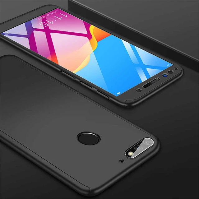 Black Роскошный 360 чехол для телефона huawei Honor V20Pro 20Lite Note 10Lite 9X V8X 8S 8C 8A 7C 7A Pro Чехол с закаленным стеклом - Цвет: Black