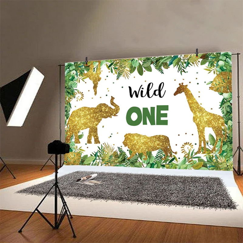 Фон для фотосъемки с изображением животных сафари дикого льва слона днем