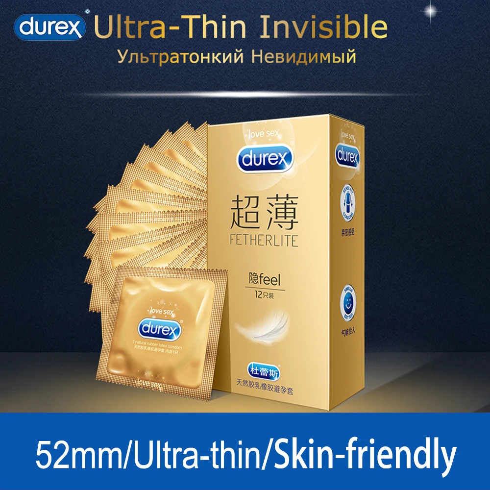 

Durex Fetherlite Feel Condoms 12pcs Ultra-thin Invisible Penis Sleeve for Adult Skin-friendly Condom Intimacy Products for Men