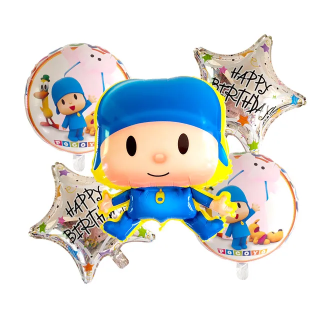 6 шт./партия Pocoyo номер фольги Воздушные шары набор детский душ День Рождения Вечеринка крестины Декор поставки детские игрушечные фигурки из мультфильма globos - Цвет: Оливковый