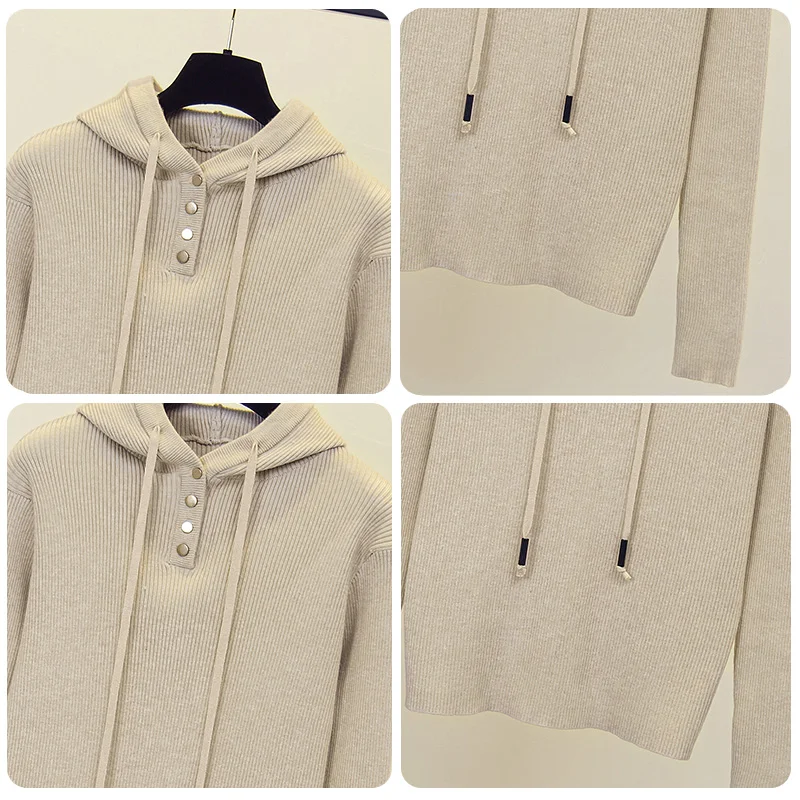 Женский весенний свитер с капюшоном новинка 2022 Однотонный длинным рукавом