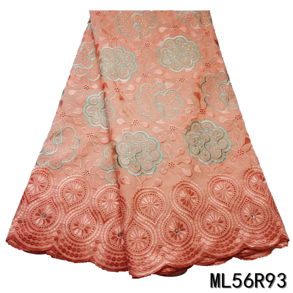 

BEAUTIFICAL Nigerian cotton laces voile embroidery lace material for dress 5 yards lace voile ML56R93