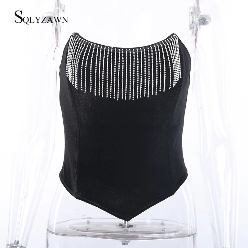 Топ женский бархатный с открытыми плечами пикантный уличный топ-бюстье вырезом