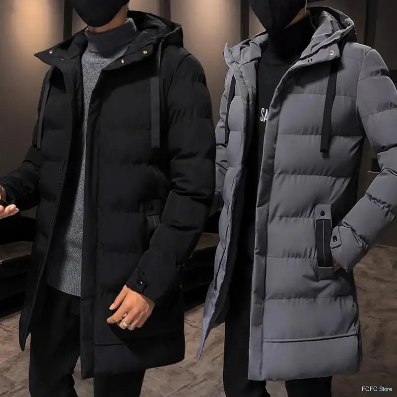 

Men Jacket Casual Fashion Mid-Length Trendy Jacket Warm and Windproof High-Value Motorcycle Hooded Cotton-Padded Jacket