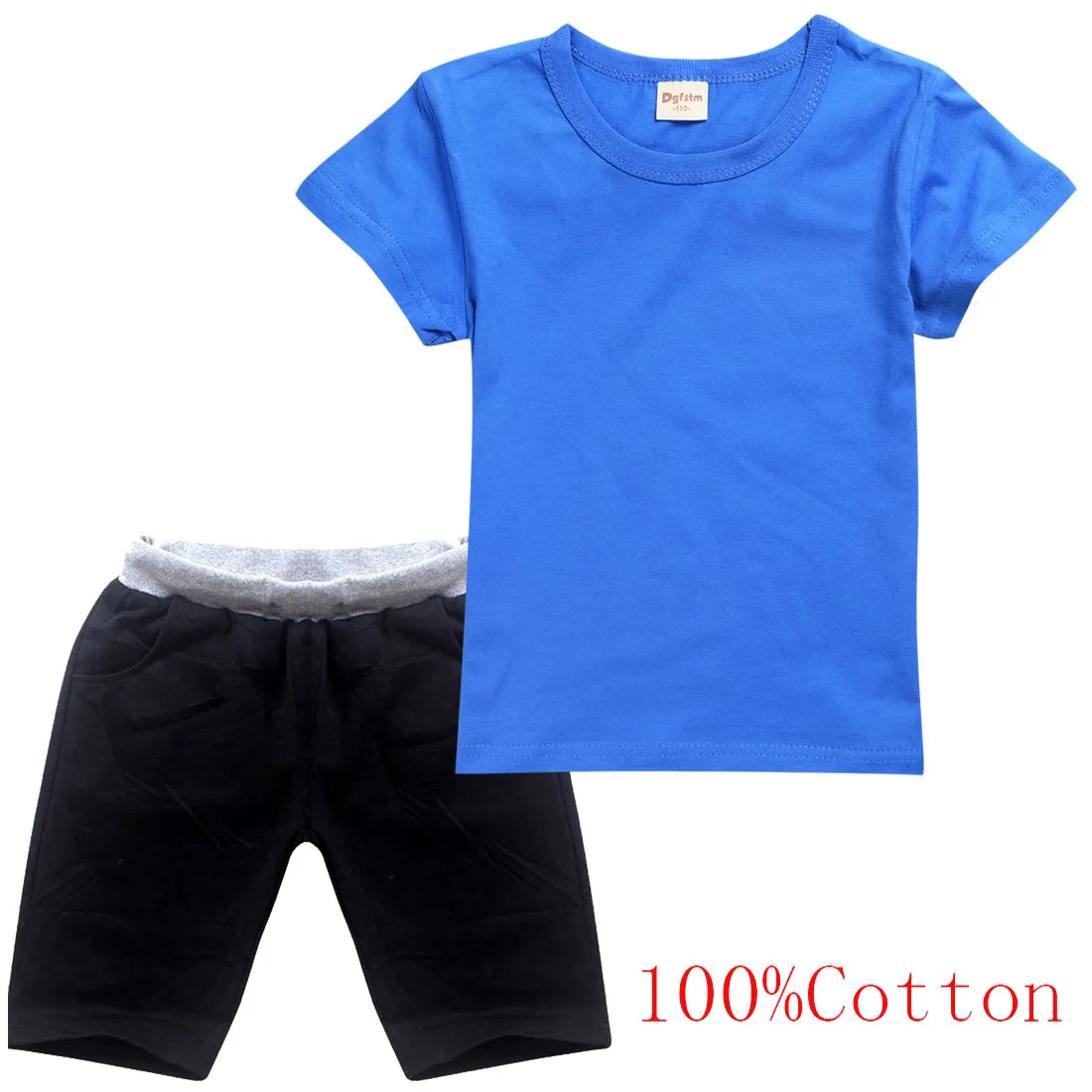 

Футболка с коротким рукавом и шорты для мальчиков и девочек, комплект из топа и брюк, костюм для косплея, однотонный, лето 2021