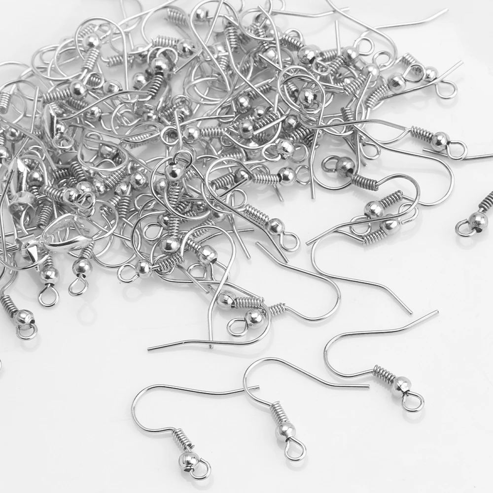 

100Pcs 18x20mm Silver Plated Hypoallergenic Earring Hooks Clasps For DIY Jewelry Making Alloy Hook Hanging Earrings Accessories