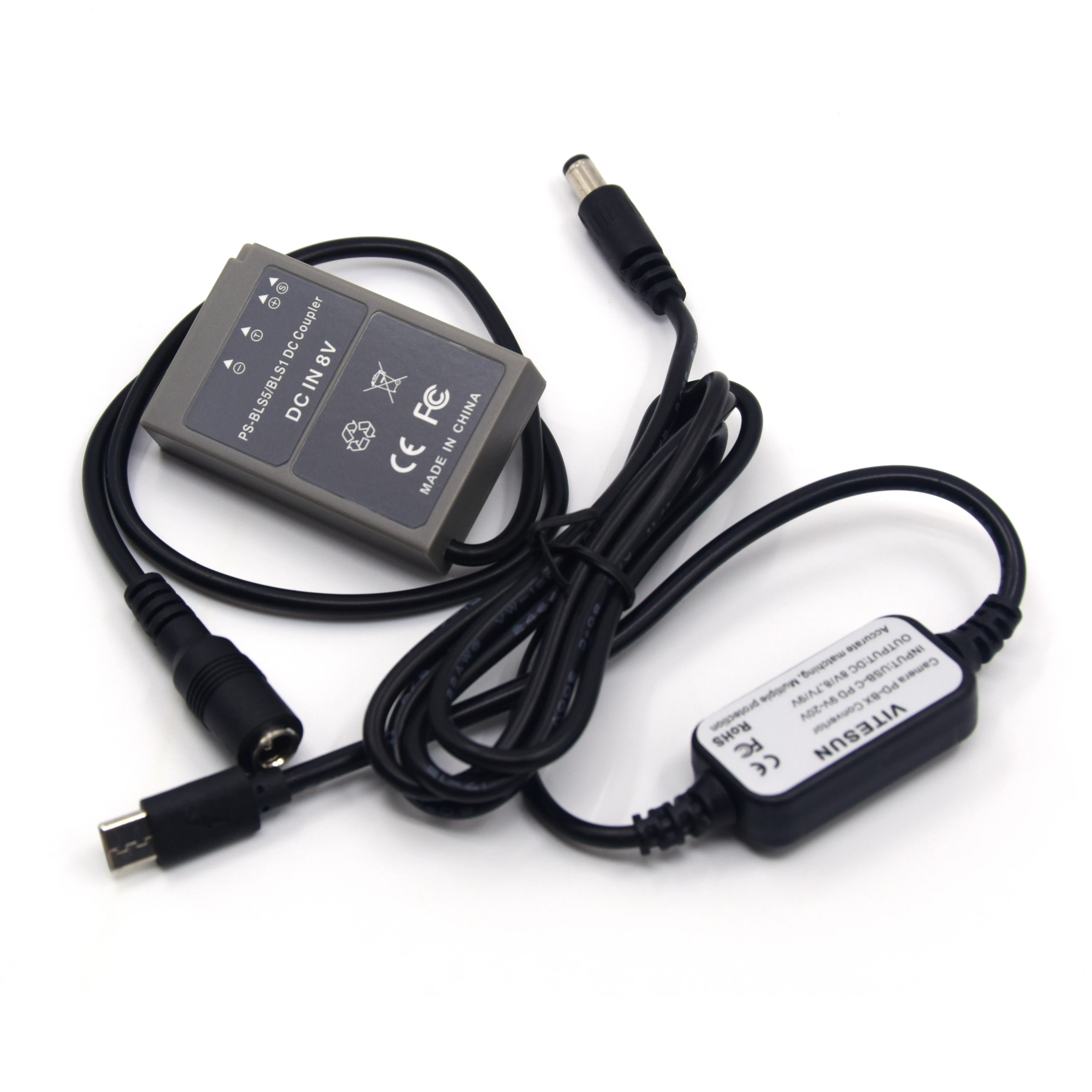 USB-C PD Кабель-адаптер + PS-BLS-5 DC муфта BLS5 пустышка батарея для Olympus PEN E-PL7 E-PL5 E-PM2 стилус