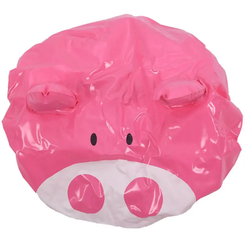 

New Novelty Design Animal Waterproof Shower Cap Bath Dry Hair Cover Protector Hat Pink
