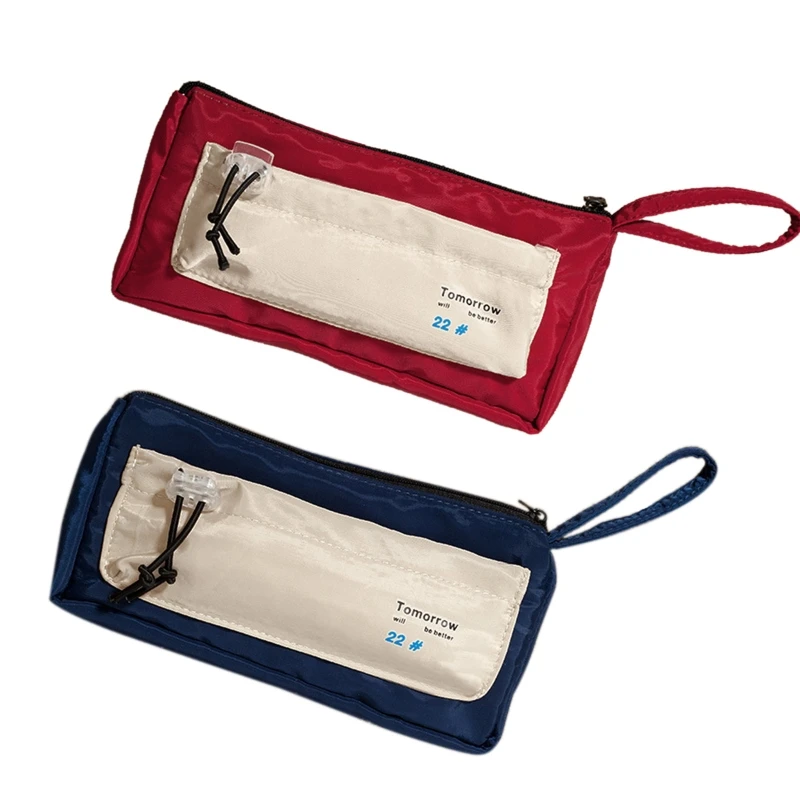 

3-layer Pencil Case with Handle Soft Nylon Pen Bag Large Capacity Waterproof Zipper Closure for students Children School
