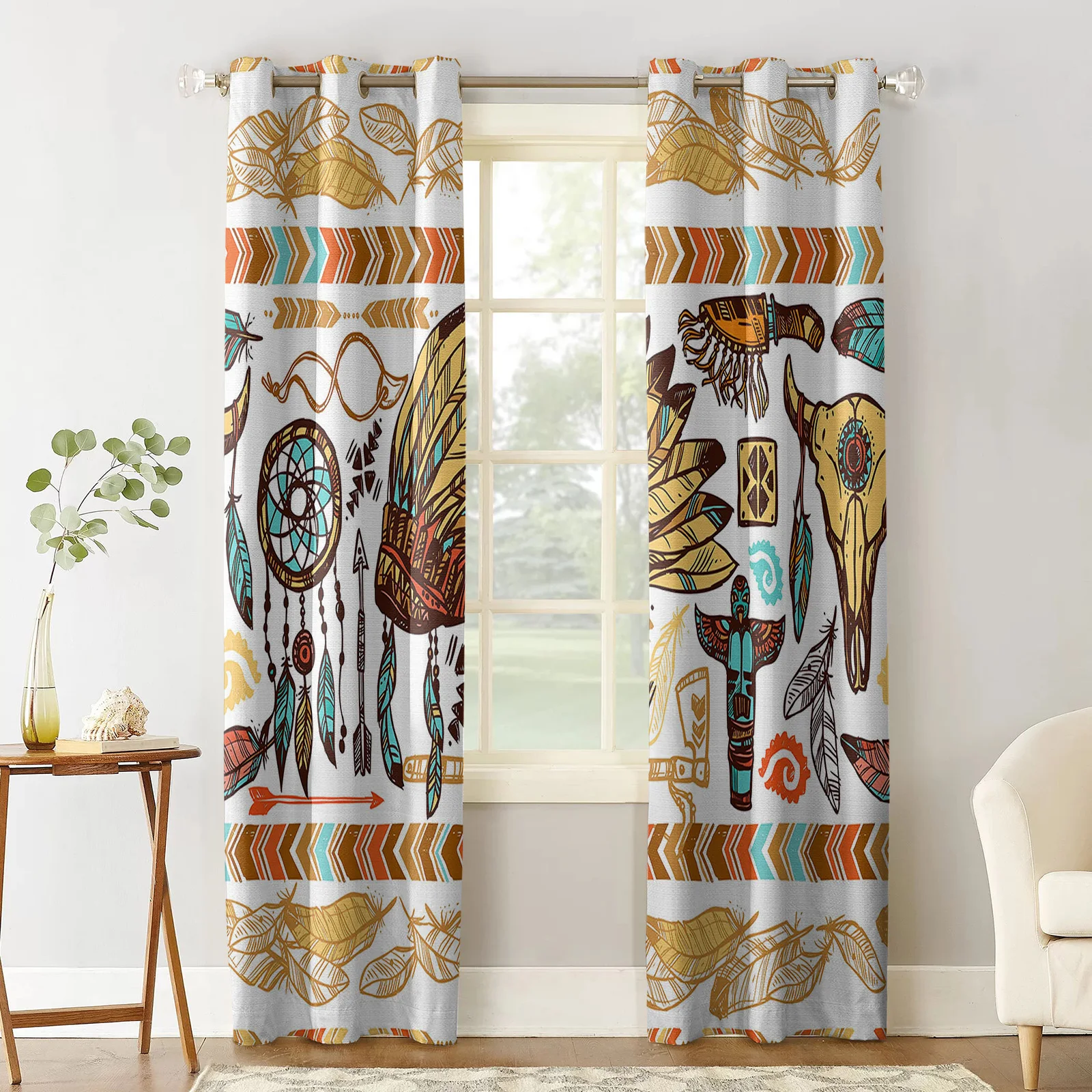 Этническая индийская Ретро шапка с перьями современные оконные занавески для