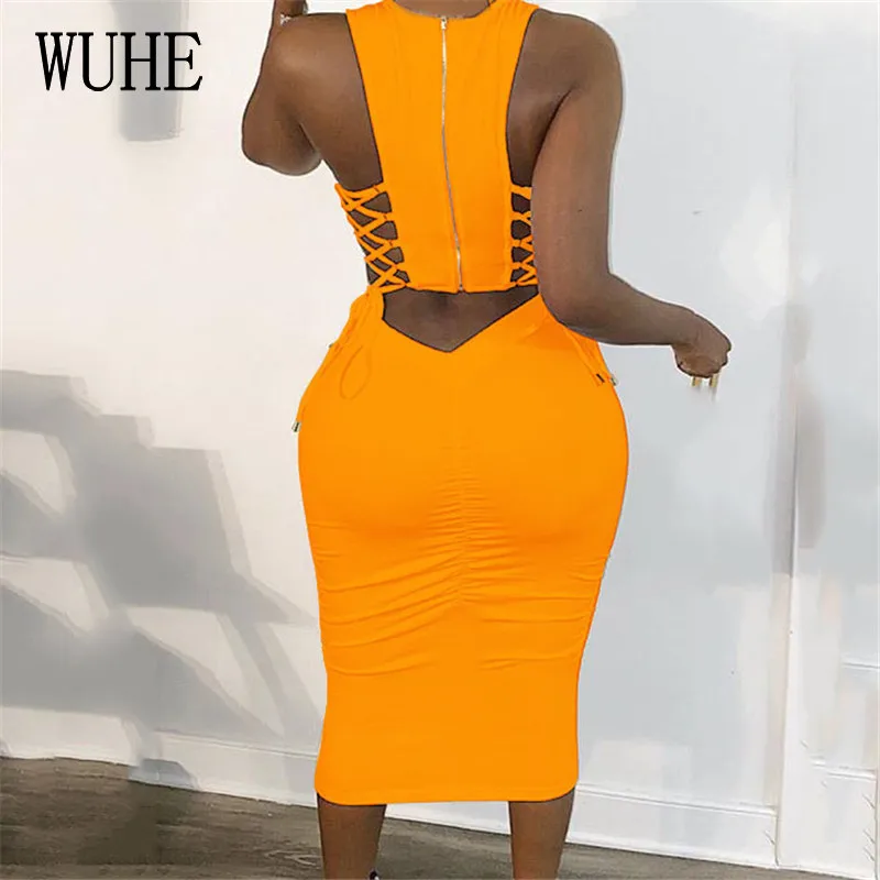 WUHE размера плюс S 4XL Молния сзади и на шнуровке Сандалии для женщин сексуальное