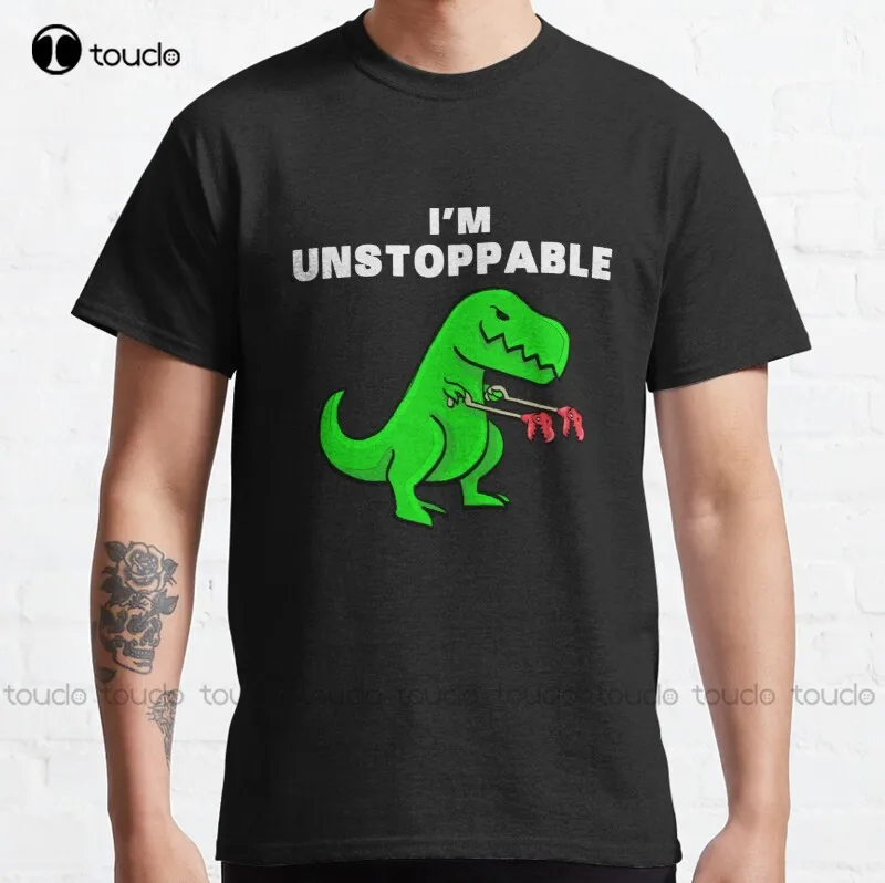 

Футболка женская хлопковая, Классическая рубашка с рисунком динозавра «I Am Unstoppable», модная смешная блузка