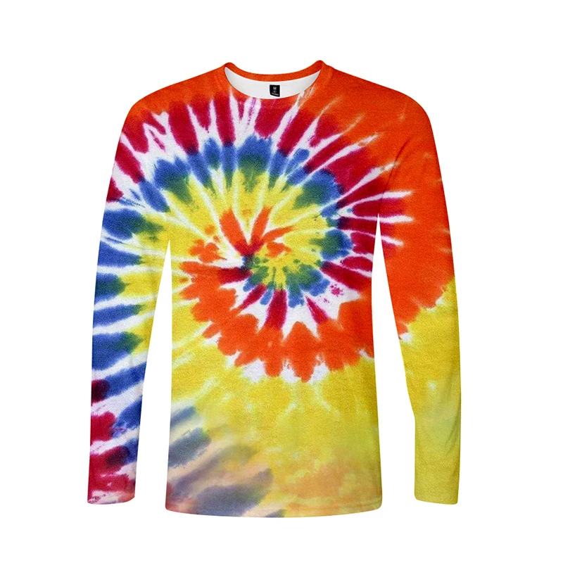 Футболка Мужская/Женская с длинным рукавом модный красочный костюм принтом Tie Dye