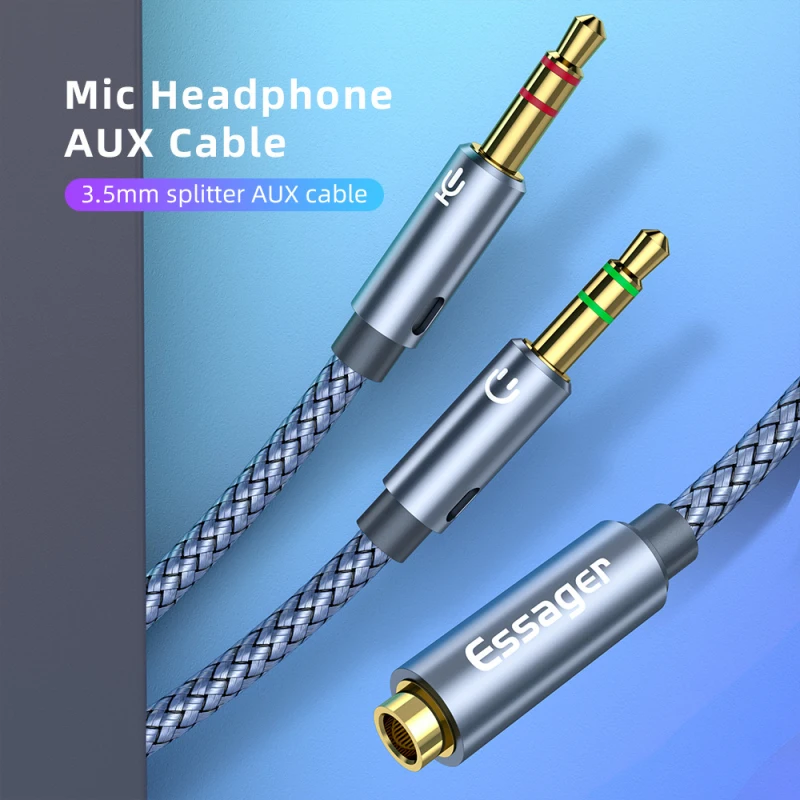 

1PCS Y Splitter Cable 3.5 Mm Dual 2 Male To 1 Female Audio Cable For Earphone Headset Headphone MP3 MP4 Stereo Plug Adapter Jack