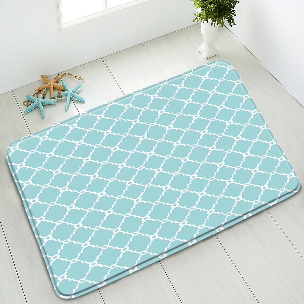 

Simple Geometric Non-Slip Bathroom Mat Color Pattern Indoor Entrance Doormat Rug Absorbent Carpet Washable Foot Pads Home Decor