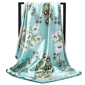 Женский шёлковый шарф-платок, 90x90 см